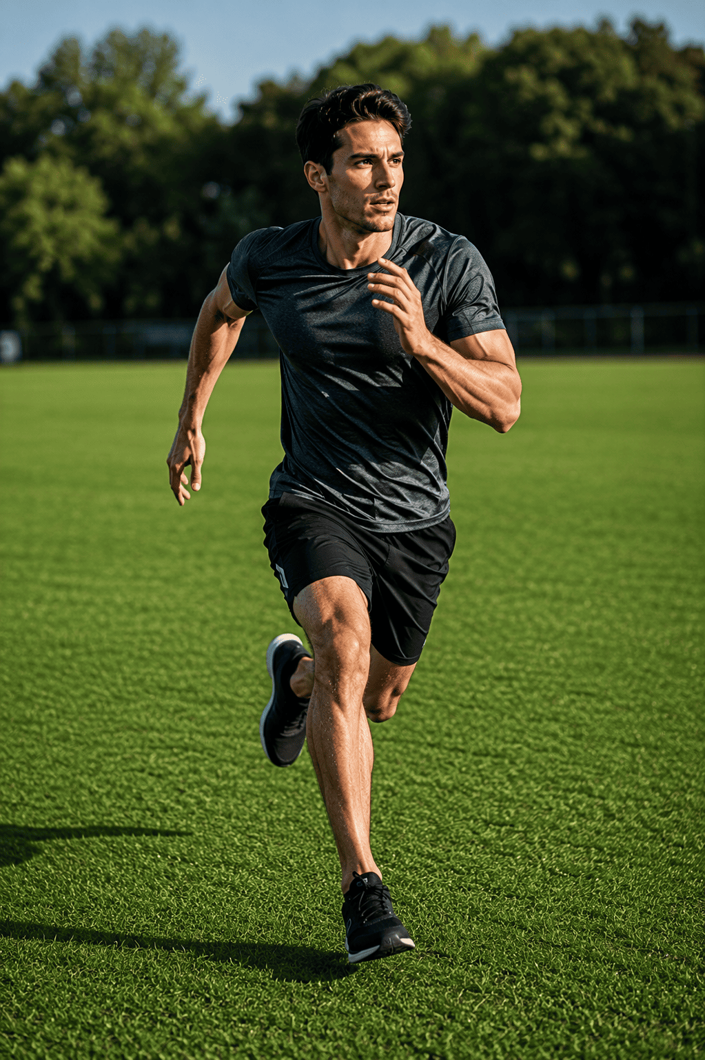 Athlete running at night